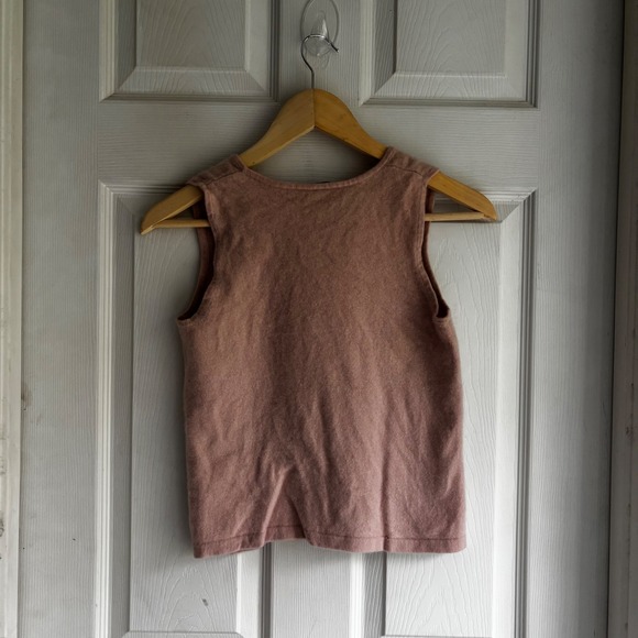 Precious Fibers Womens Large Tank Top 100% Cashmere Rose Pink Sleeveless - Picture 3 of 3